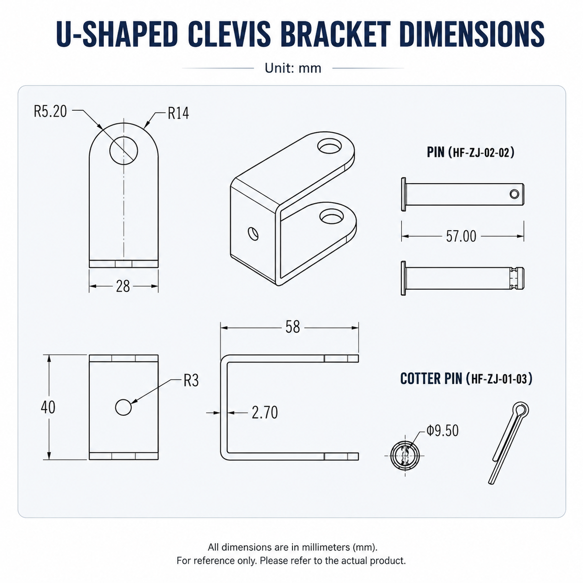 HyHaven U-shaped linear actuator clevis mounting bracket