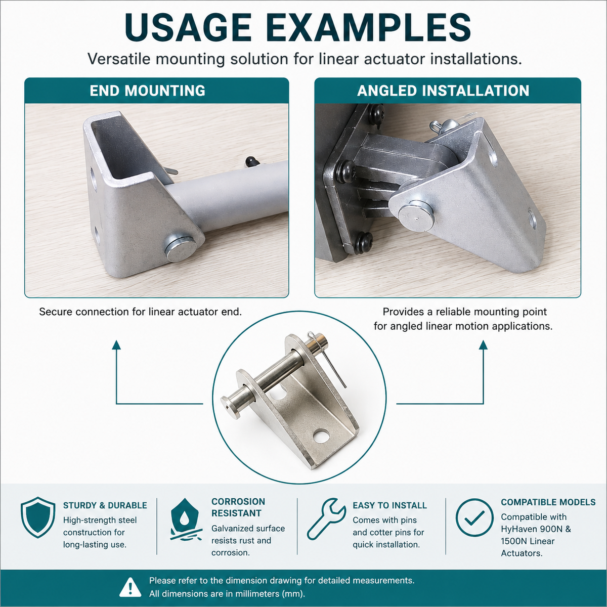 HyHaven angled linear actuator mounting bracket