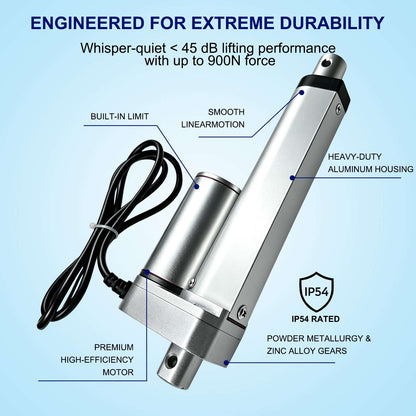 HyHaven HH-LA-U1 900N / 202 lbs Linear Actuator | 12V/24V DC | IP54