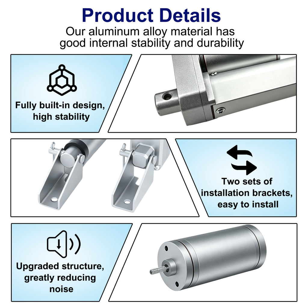 HyHaven 12V/24V High Speed Linear Actuator 202 lbs - 10mm/s IP54 Waterproof for RV Bed Lift & TV Lift