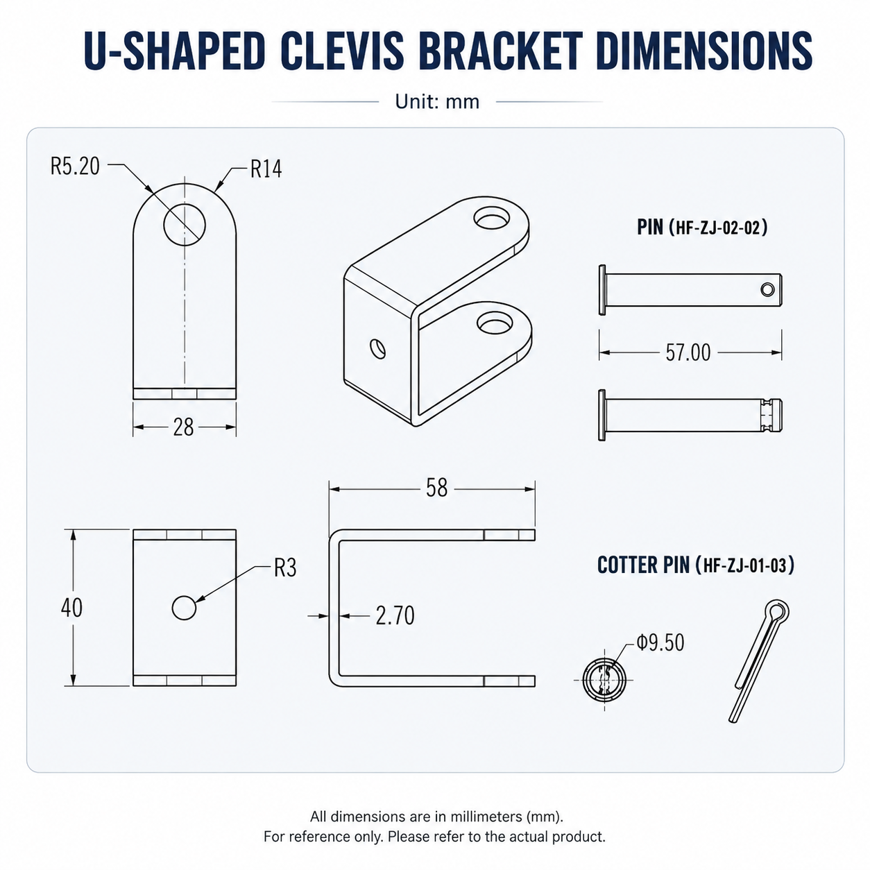 HyHaven U-shaped linear actuator clevis mounting bracket