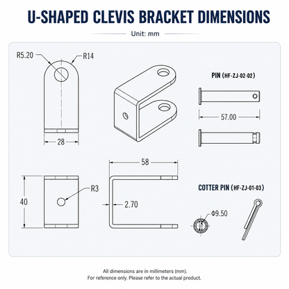 HyHaven U-shaped linear actuator clevis mounting bracket