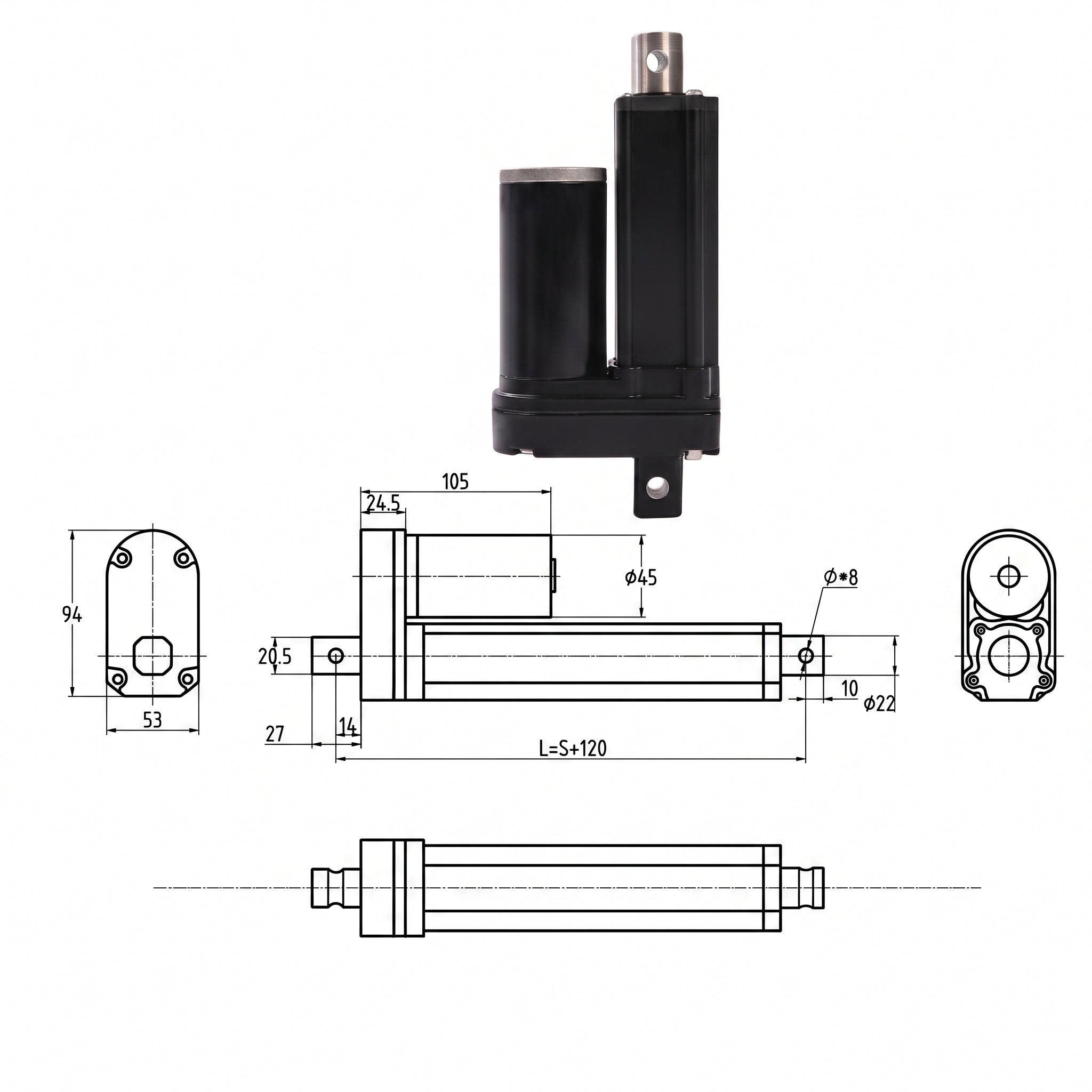 HyHaven 12V/24V Heavy Duty Linear Actuator 3500N (787 lbs) - Aluminum Alloy, IP65 Waterproof for Industrial Machinery, Automation & Heavy Gates