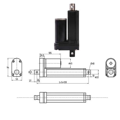 HyHaven HH-LA-U11 3500N / 787 lbs Heavy Duty Linear Actuator | 12V/24V DC | IP65