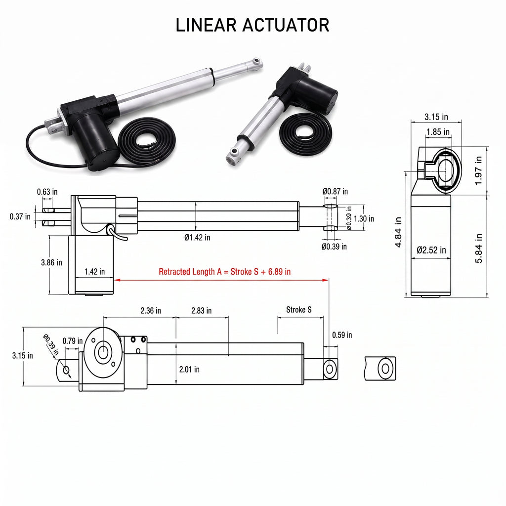 HyHaven 12V/24V Heavy Duty Linear Actuator 1320 lbs - 5mm/s IP54 Waterproof for Industrial, RV, Solar Tracker & Window Opener