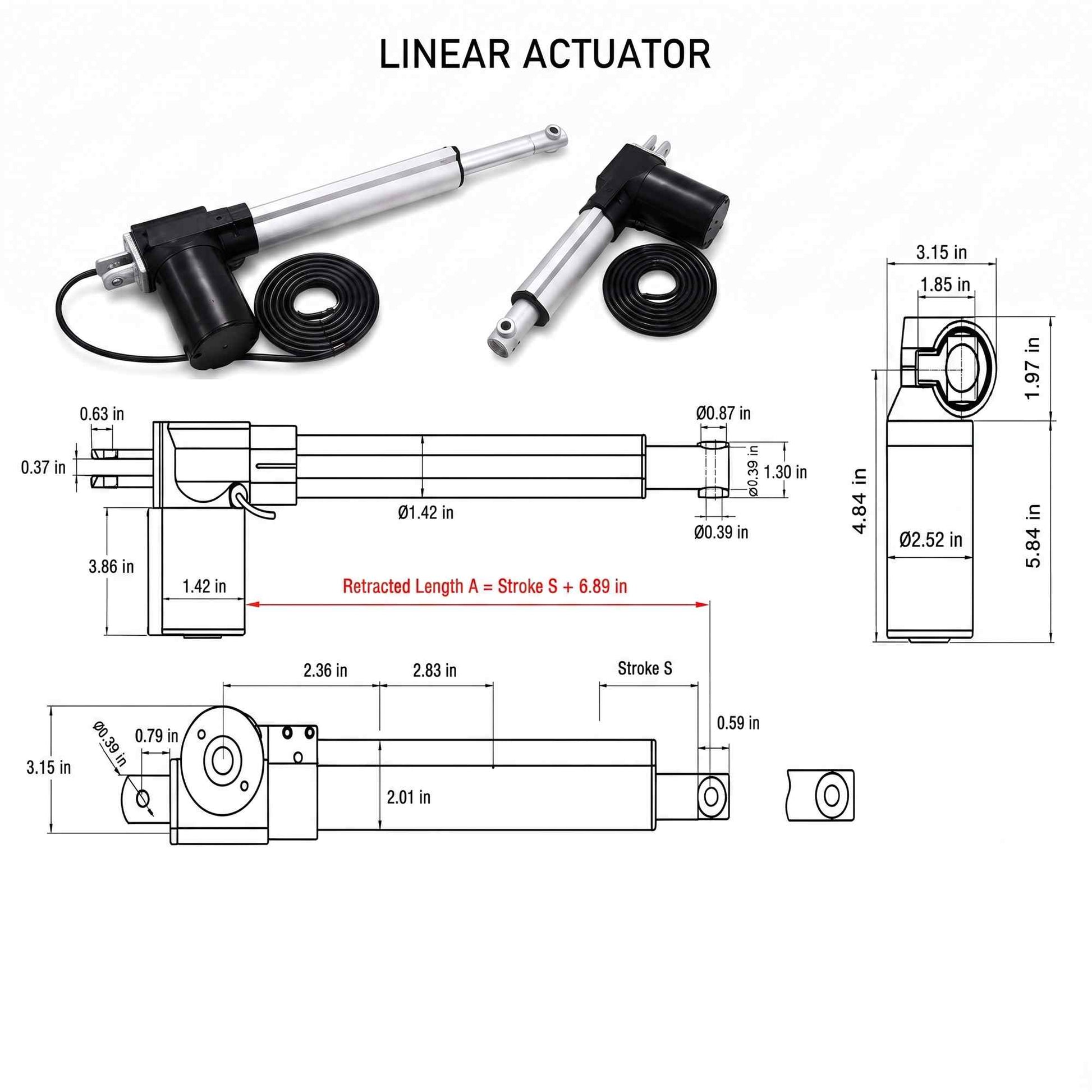 HyHaven HH-LA-U3 6000N / 1320 lbs Heavy Duty Linear Actuator | 12V/24V DC | IP54