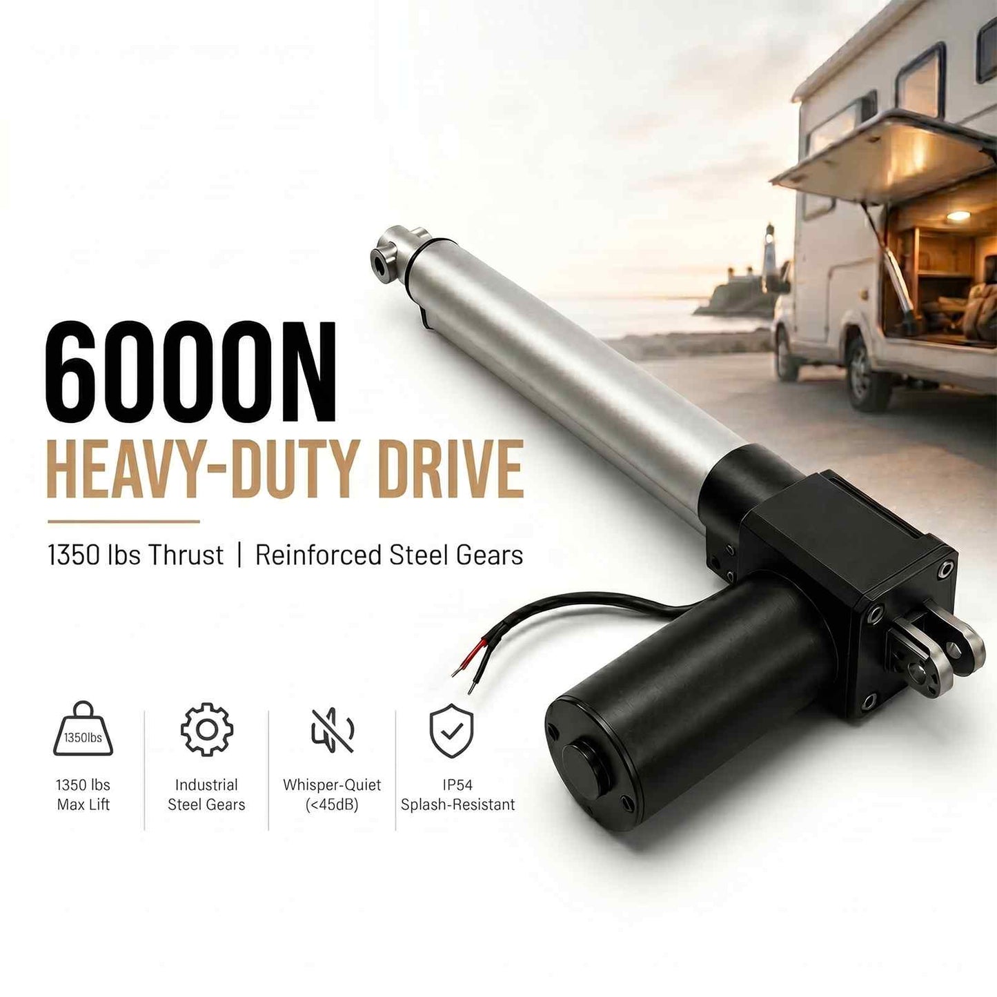 HyHaven HH-LA-U3 6000N / 1320 lbs Heavy Duty Linear Actuator | 12V/24V DC | IP54