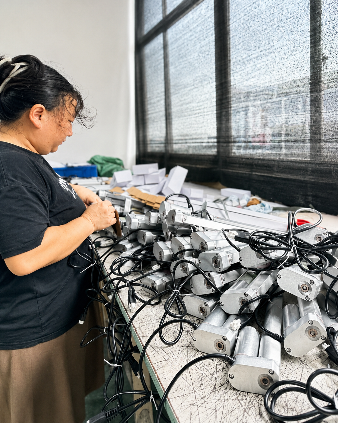 Packaging area with products prepared for secure packing